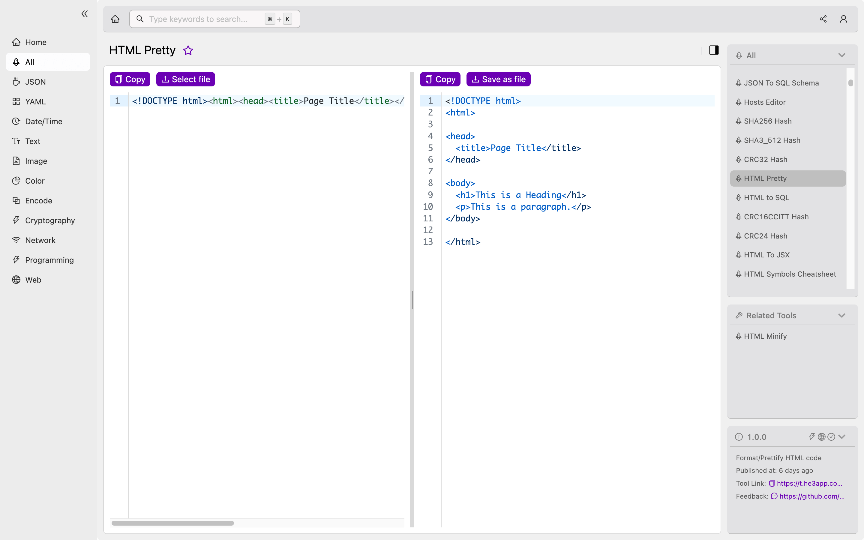 HTML Pretty