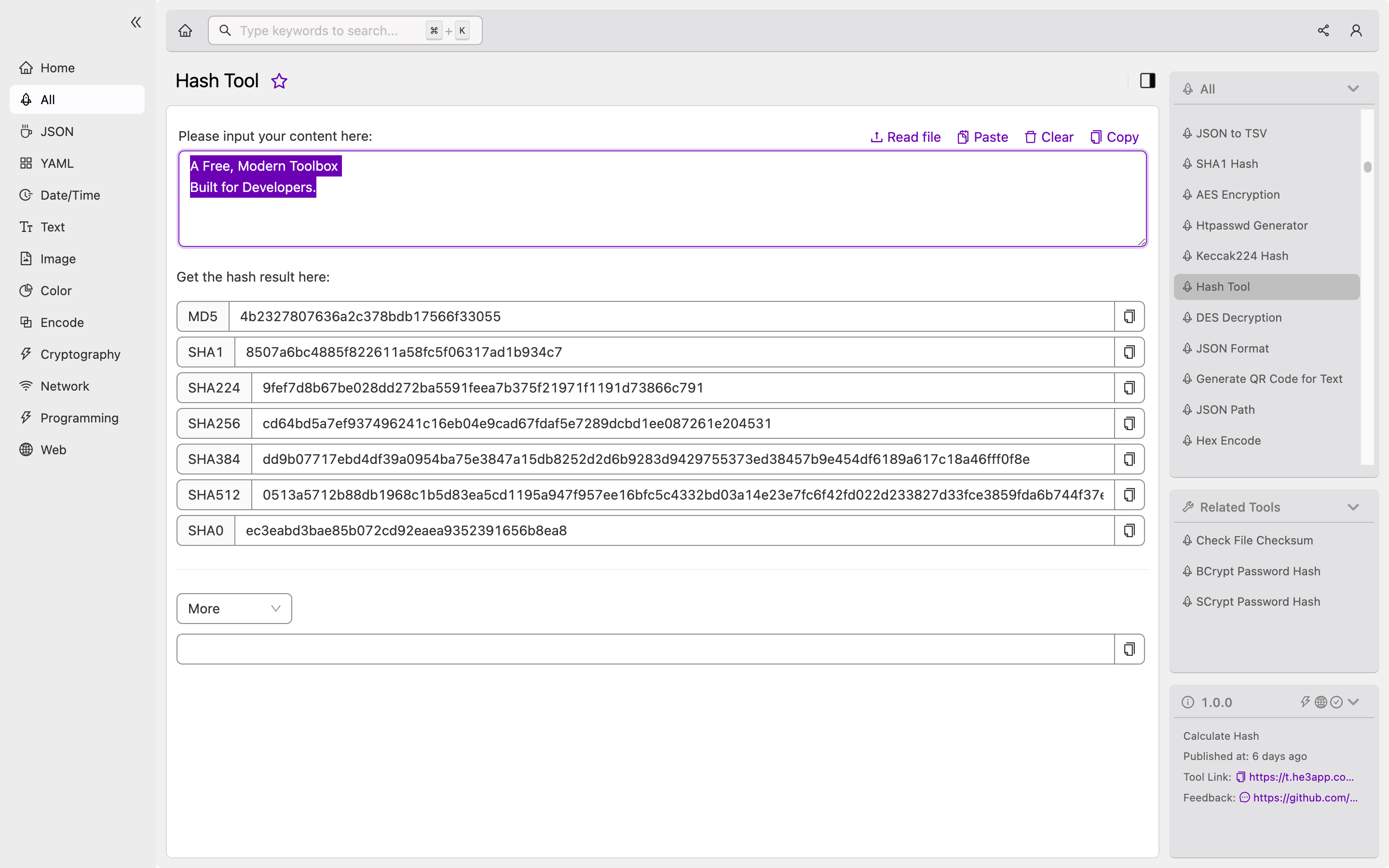 Hash Tool