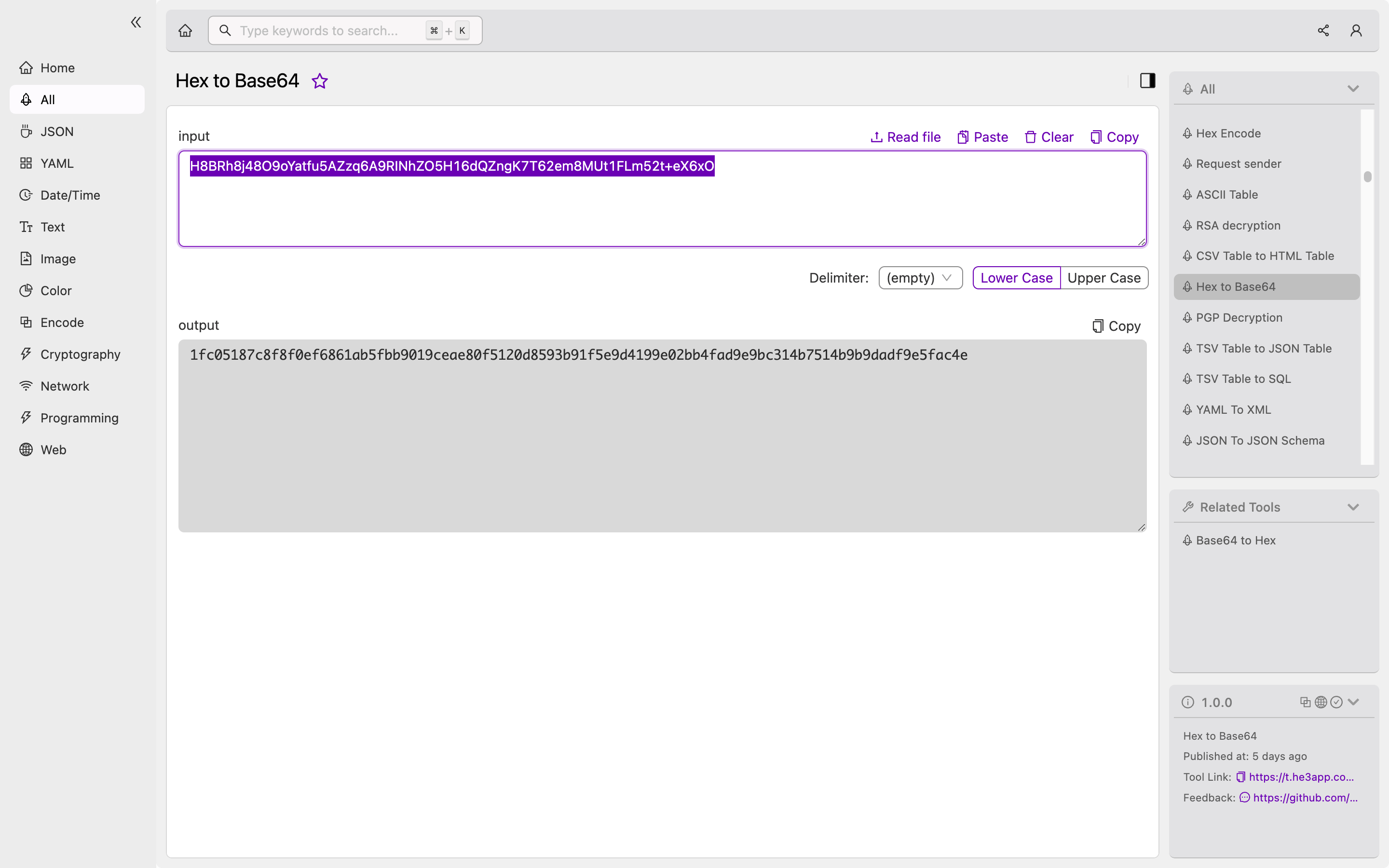 Hex to Base64