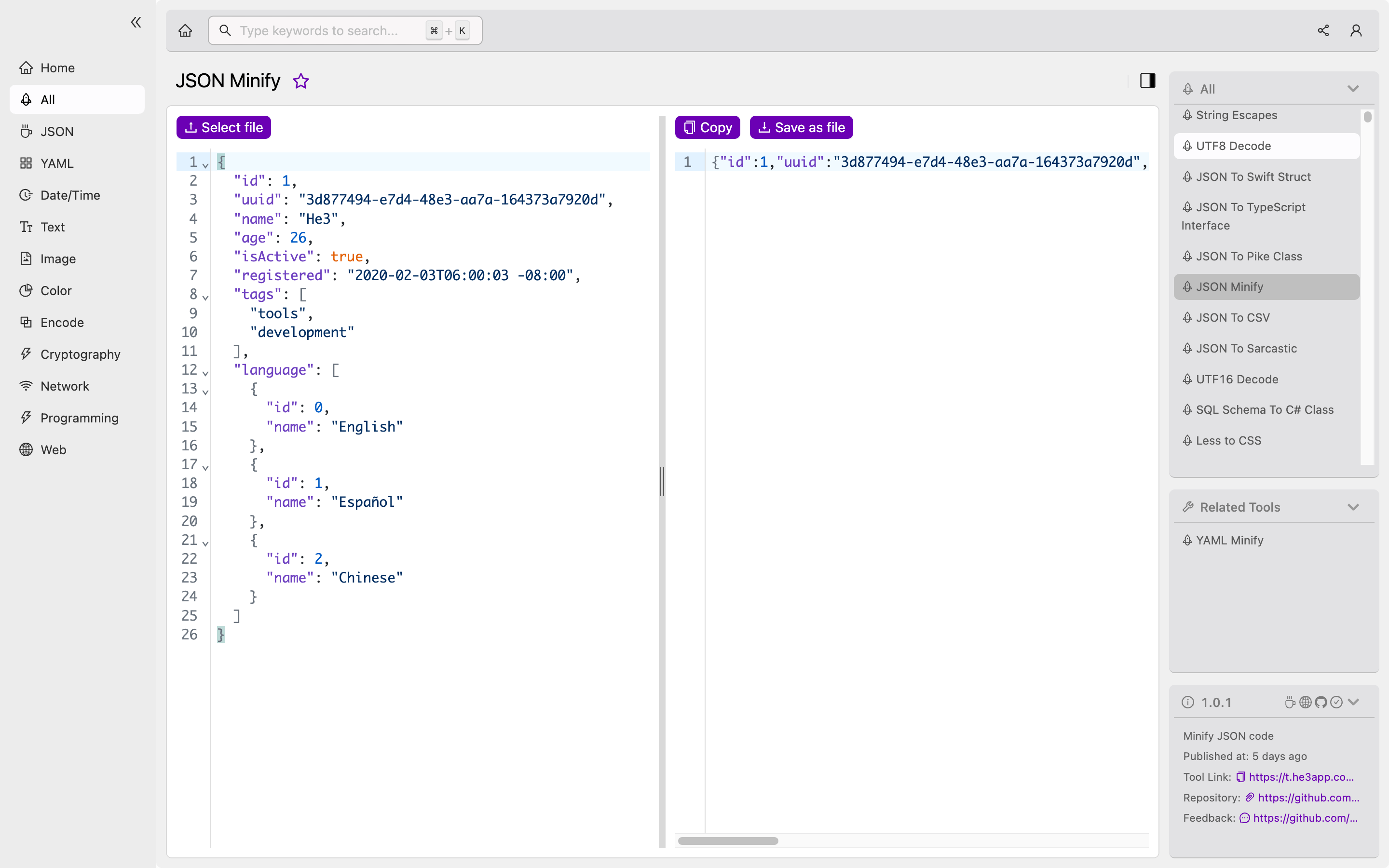 JSON Minify