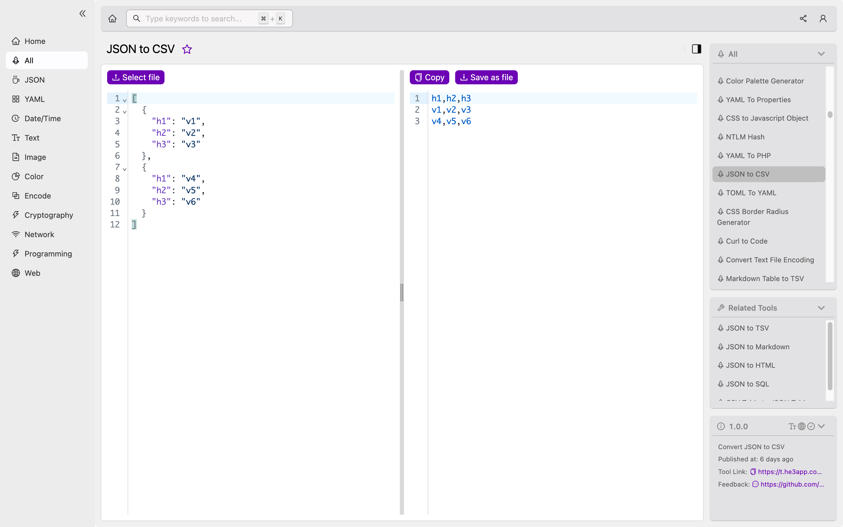 JSON to CSV