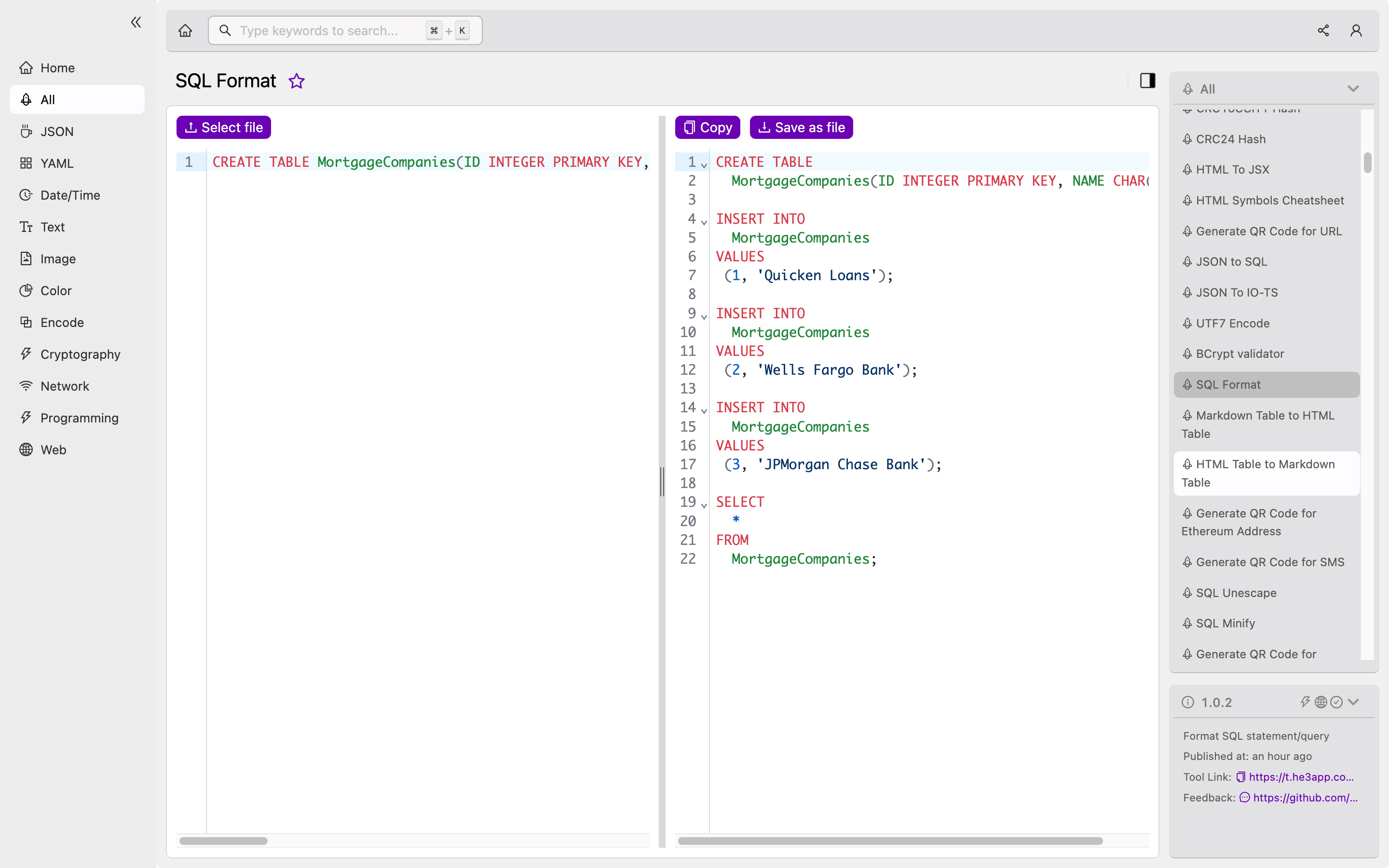 SQL Format